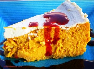 Pumpkin Grand Marnier Cheesecake, Cranberry Caramel.