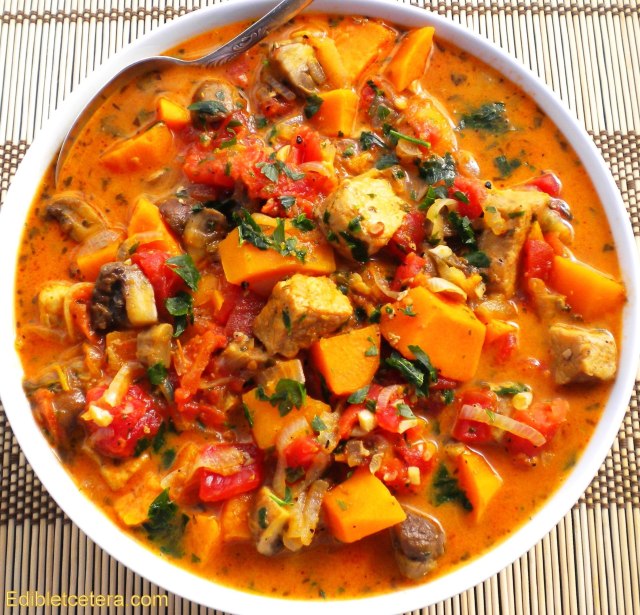 Spicy Pork, Sweet Potato & Mushroom Stew
