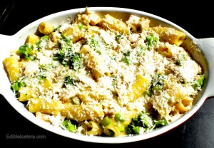 Baked Pasta with Chicken & Broccoli - assembled for baking 