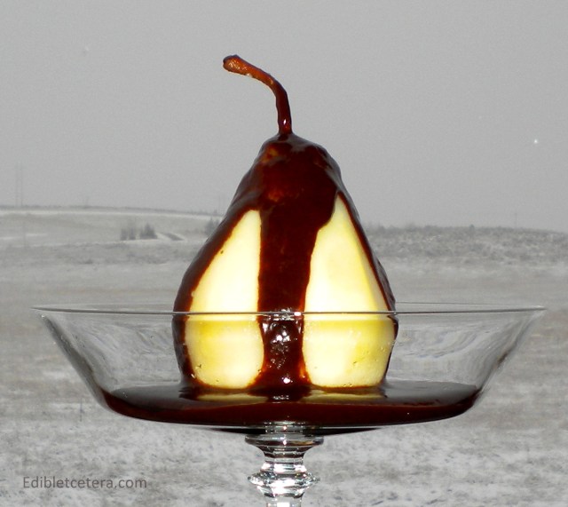 Poached Pears with a Chocolate Sauce