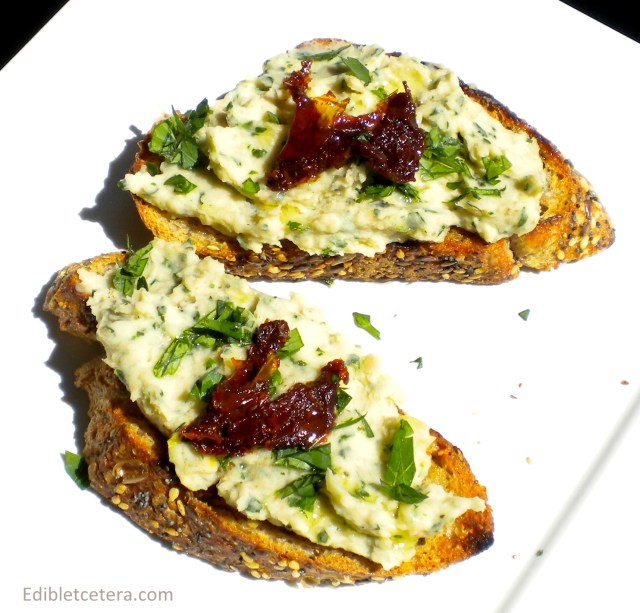White Bean, Garlic Lemon & Fresh Herb Bruschetta